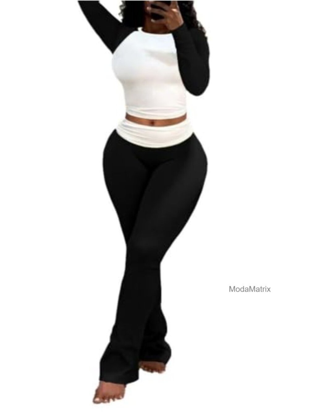 Women's 2-Piece Lounge Set Long Sleeve Top & Pants Polyester Elastane
